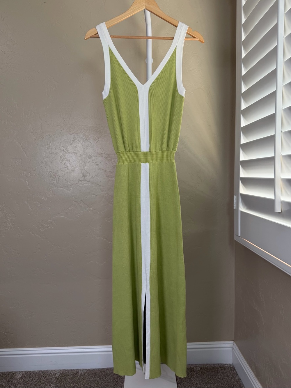 Commense Light Green Maxi Skirt with White Center Stripe - Picture 4 of 11